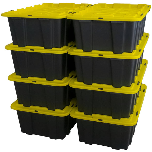 Lifetime Appliance (8 Pack) 12 Gallon Plastic Storage Bin Tote Organizing Container with Ultra Durable Secure Latching Lids, Stackable, Extra